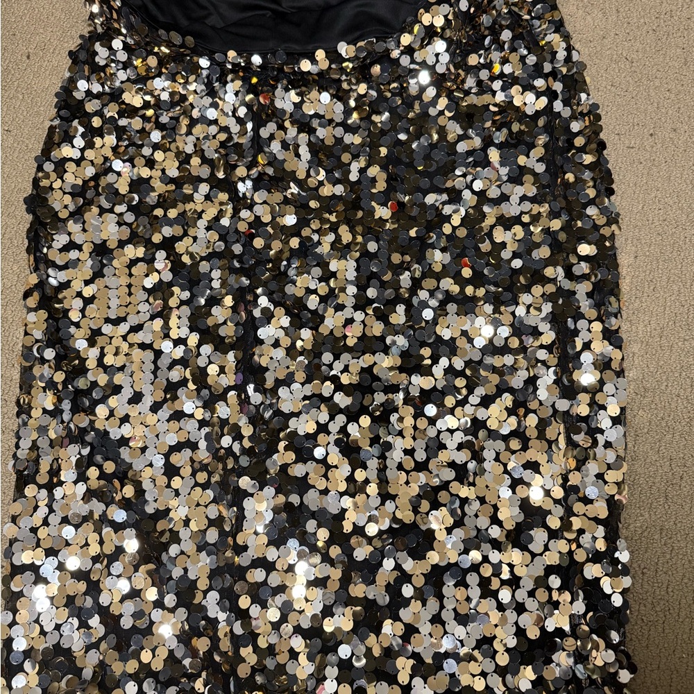 Eloquii Black and Gold Sequin Skirt